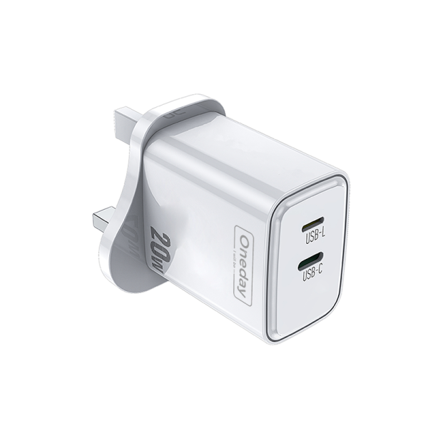 AC01 20W T-ypec + LIGHTN ING dual port Charger UK PLUG - 图片 2