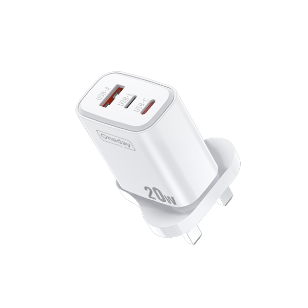 AC01 20W T-ypec + LIGHTN ING dual port Charger UK PLUG - 图片 3