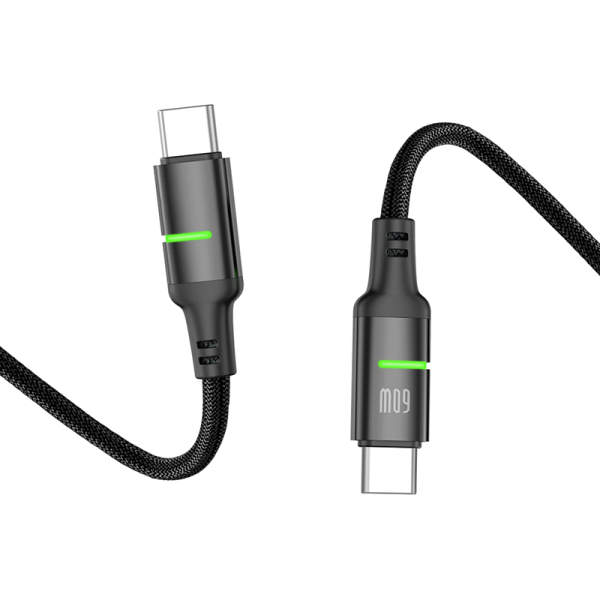 AA02 60W T-ypec to T-ypec intelligent 100cm LED fast charging data cable - 图片 2