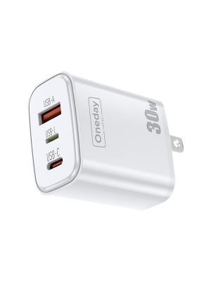 AC02 30W USB + T-ypec +  LIGHTN ING three port Charger US PLUG