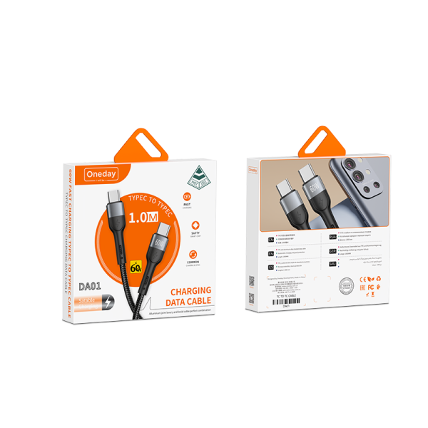 DA01 60W T-ypec to T-ypec 100cm aluminum & braid  fast charging data cable - 图片 5