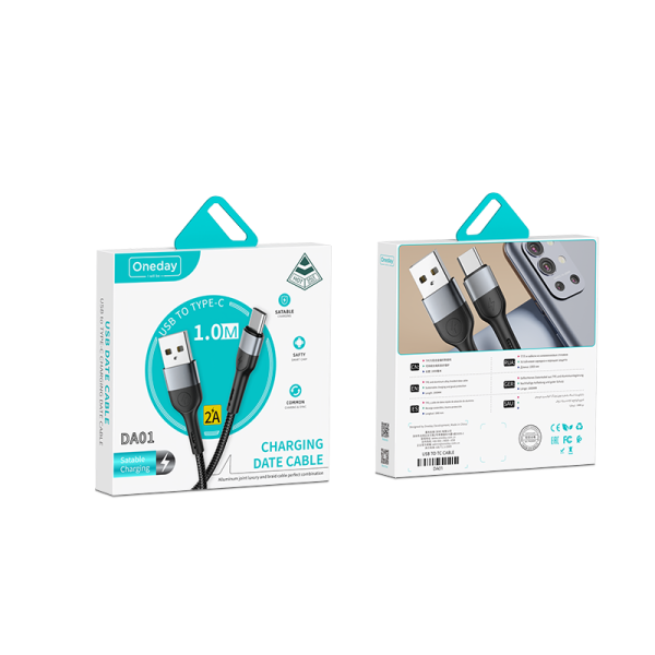 DA01 USB to T-ypec 100cm aluminum & braid charging data cable - 图片 5