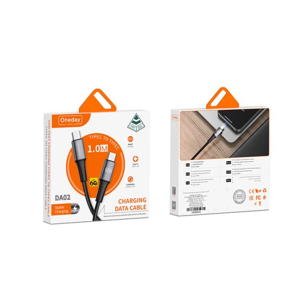 DA02 60W T-ypec to T-ypec 100cm aluminum & braid fast charging data cable - 图片 5