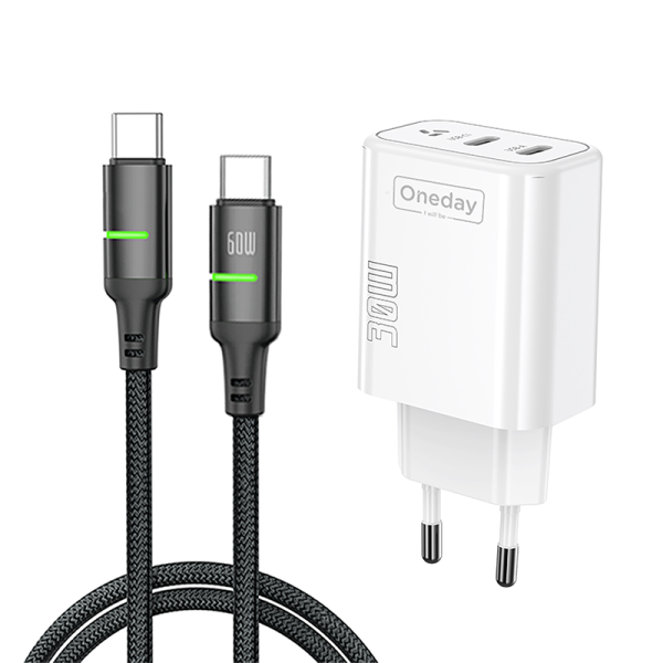 DC01 With Typec to Typec cable 30W USB + TYPEC dual port GaN Charger - 图片 2
