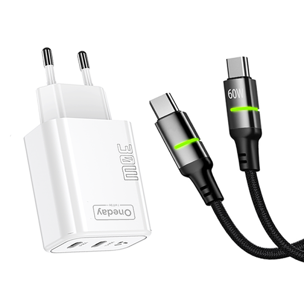 DC01 With Typec to Typec cable 30W USB + TYPEC dual port GaN Charger - 图片 3