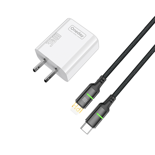 DC01 With T-ypec to IPH cable 30W USB + T-ypec dual port GaN Charger - 图片 3