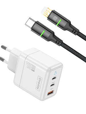 DC02 With T-ypec to IPH cable  45W USB + T-ypec + T-ypec three port GaN Charger