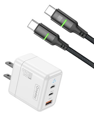 DC02 With T-ypec to T-ypec cable  45W USB + T-ypec + T-ypec three port GaN Charger US PLUG