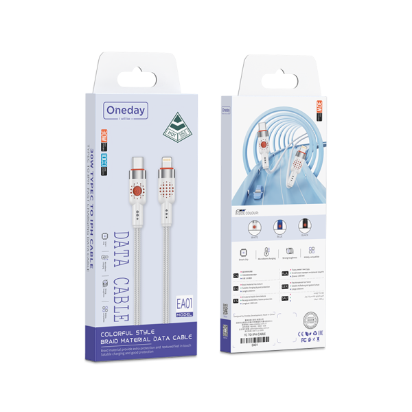 EA01 30W T-ypec to IPH 100cm braid fast charging data cable - 图片 5
