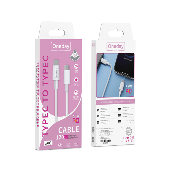 EA03 65W T-ypec to T-ypec 120cm  braid fast charging data cable - 图片 5