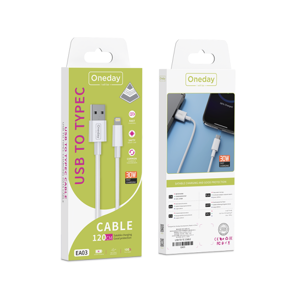 EA03 30W USB to T-ypec 120cm braid charging data cable - 图片 5