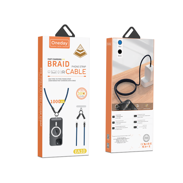 EA10 30W T-ypec to IPH Phone strap 100cm braid fast charging data cable - 图片 5