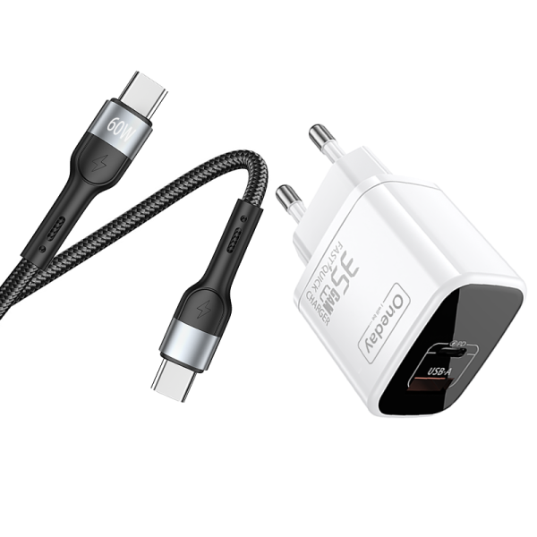 EC02 With T-ypec to T-ypec cable  35W USB + T-ypec dual port GaN Charger EU PLUG - 图片 3