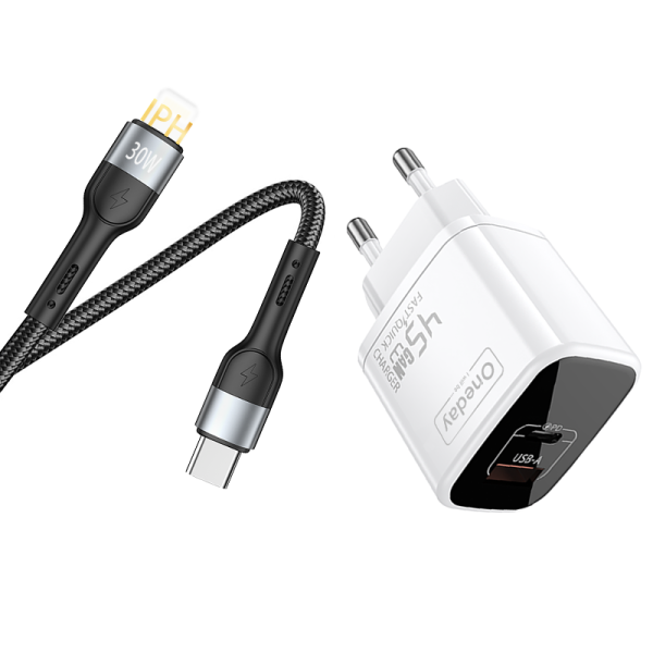 EC03 With T-ypec to IPH cable 45W USB + T-ypec dual port GaN Charger EU PLUG - 图片 3