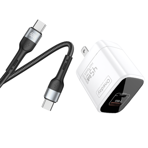 EC03 With T-ypec to T-ypec cable  45W USB + T-ypec dual port GaN Charger US PLUG - 图片 3