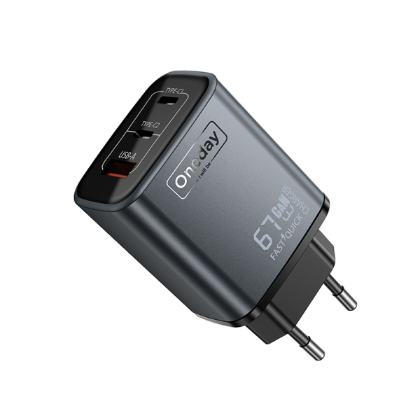 EC04 PRO 67W USB + TYPEC + TYPEC three port GaN Charger EU PLUG - 图片 3