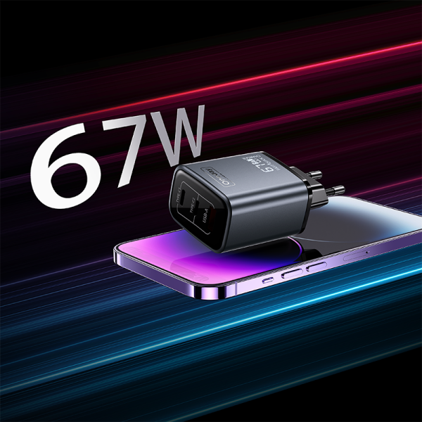 EC04 PRO 67W USB + TYPEC + TYPEC three port GaN Charger EU PLUG - 图片 4