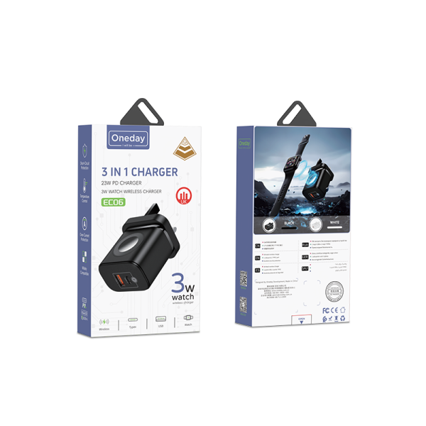 EC06 23W PD charger & 3W watch 2in1 wireless charger UK PLUG - 图片 5