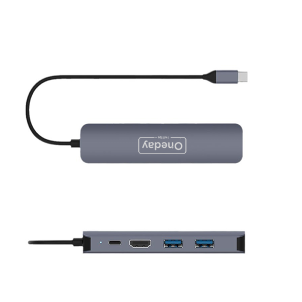EDA04 T-ypec to USB2.0 + USB2.0 + HDMI + PD + WAN Aluminum HUB - 图片 2