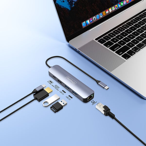EDA04 T-ypec to USB2.0 + USB2.0 + HDMI + PD + WAN Aluminum HUB - 图片 4