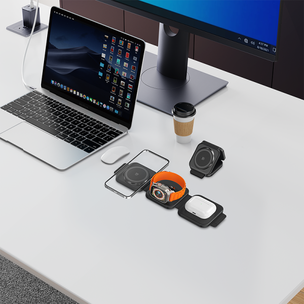 EQ02 Foldable silicone squre 3 IN 1 wireless charger - 图片 4