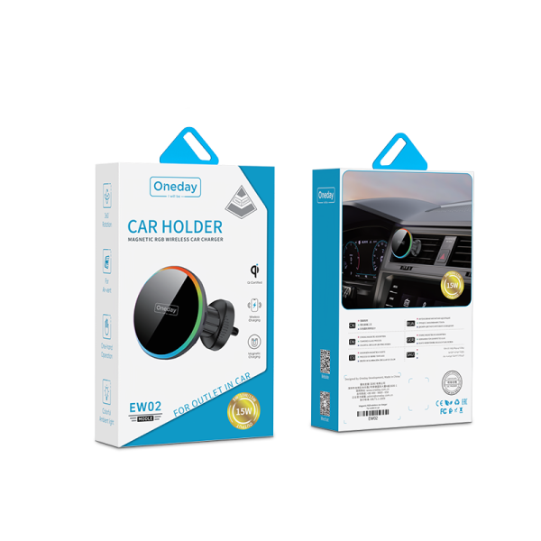 EW02 Magnetic RGB wireless car charger For outlet in car - 图片 5