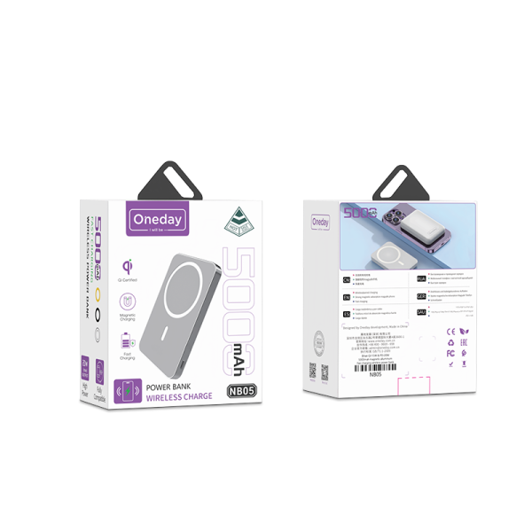 NB05 Ethan QI-15W & PD-20W 5000mah magnetic alluminum Fast charging wireless power bank - 图片 5