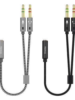 NDA23 AUX 3.5 male mic & music to AUX 3.5 femail  adapter cable