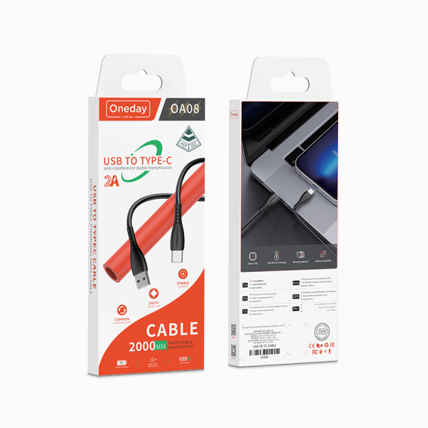 OA08 USB to T-ypec 200cm pvc charging data cable - 图片 5