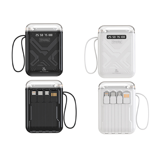 OB03 10000MAH T-ypec +IPH +MICRO cable Fast charging power bank