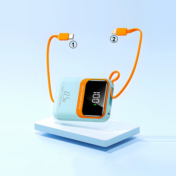 OB16 Yoty 10000mah 22.5W fast charging T-ypec + IPH cable  Mini power bank - 图片 4