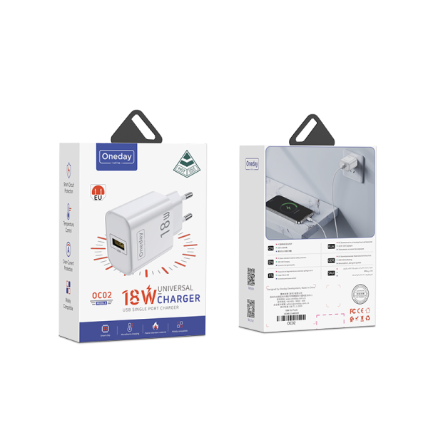 OC02 18W USB single port Charger EU PLUG - 图片 5
