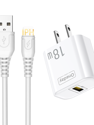 OC02 With USB to IPH cable  18W USB  single port Charger US PLUG