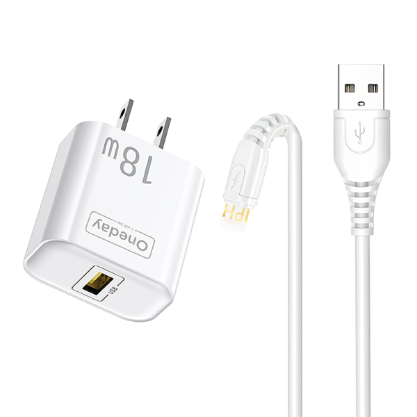 OC02 With USB to IPH cable  18W USB  single port Charger US PLUG - 图片 2