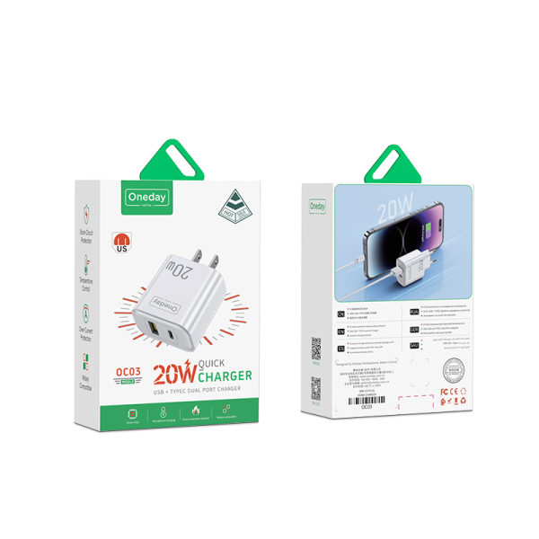 OC03 20W USB + T-ypec dual port Charger USPLUG - 图片 5