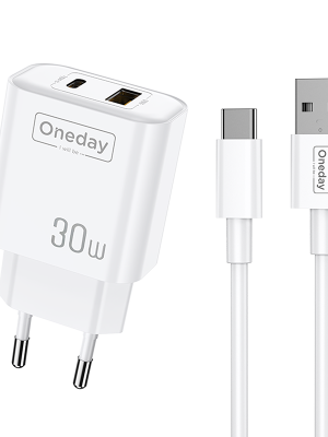 OC05 With USB to T-ypec cable  30W USB + T-ypec dual port Charger