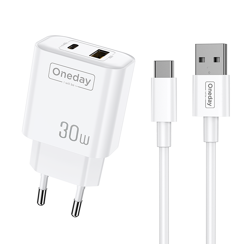 OC05 With USB to T-ypec cable  30W USB + T-ypec dual port Charger