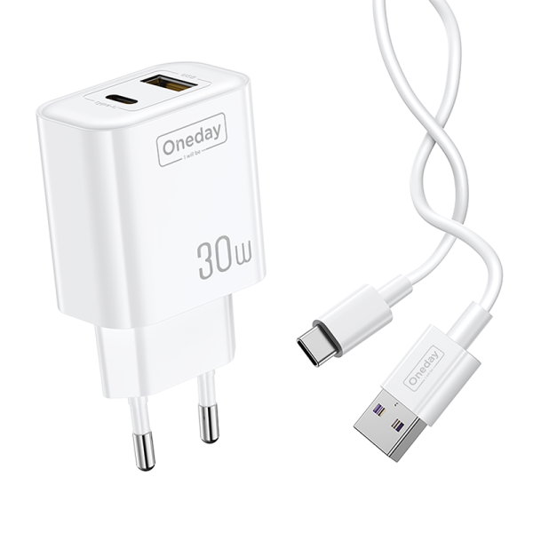 OC05 With USB to T-ypec cable  30W USB + T-ypec dual port Charger - 图片 2