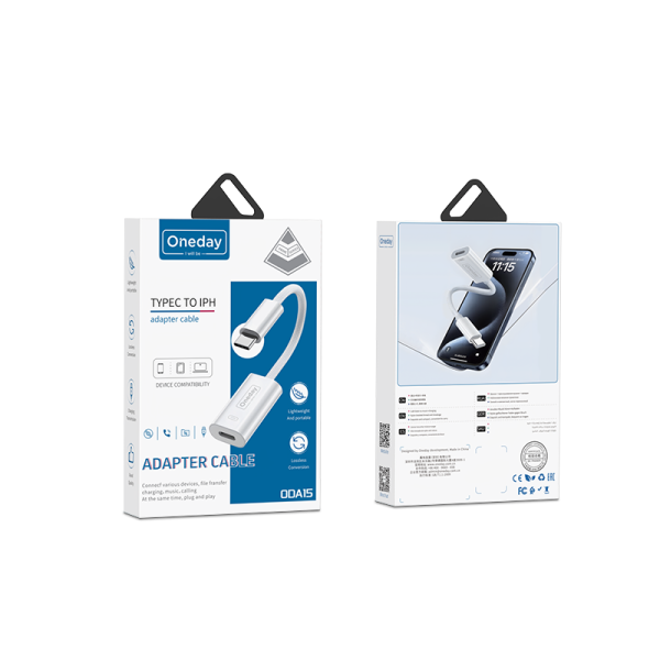 ODA15 TYPEC to IPH data charging & music & calling adapter cable - 图片 5