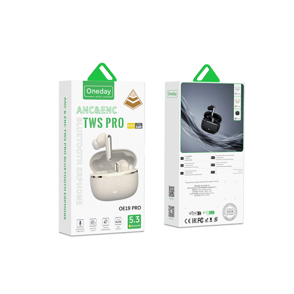 OE19 PRO ANC & ENC TWS pro blue tooth ear phone Six label mixed feedback ANC+ENC - 图片 5