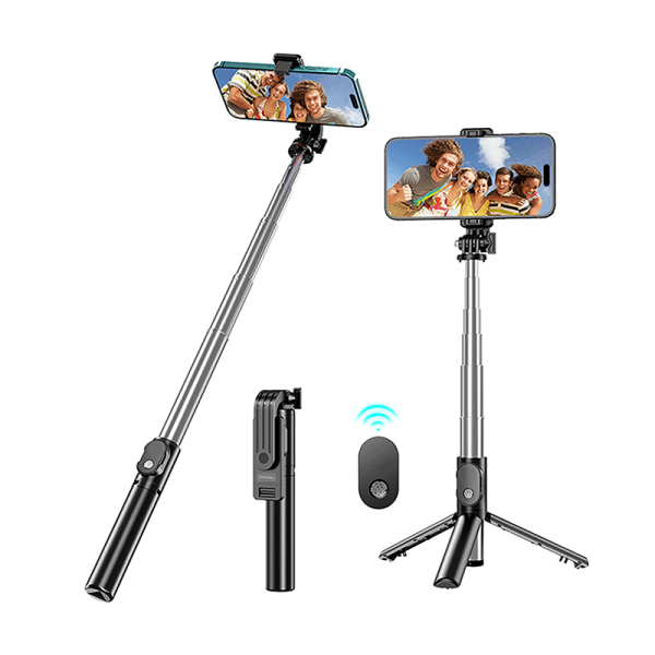 OU02 Stainless steel selfietripod & blue tooth monopod 18.5-102cm
