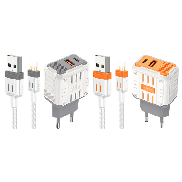 YC01 With USB to IPH cable Mason 20W USB + TYPEC dual port Charger EU PLUG - 图片 3