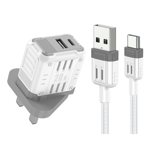 YC01 With USB to T-ypec cable Mason 20W USB + T-ypec dual port Charger US PLUG - 图片 2