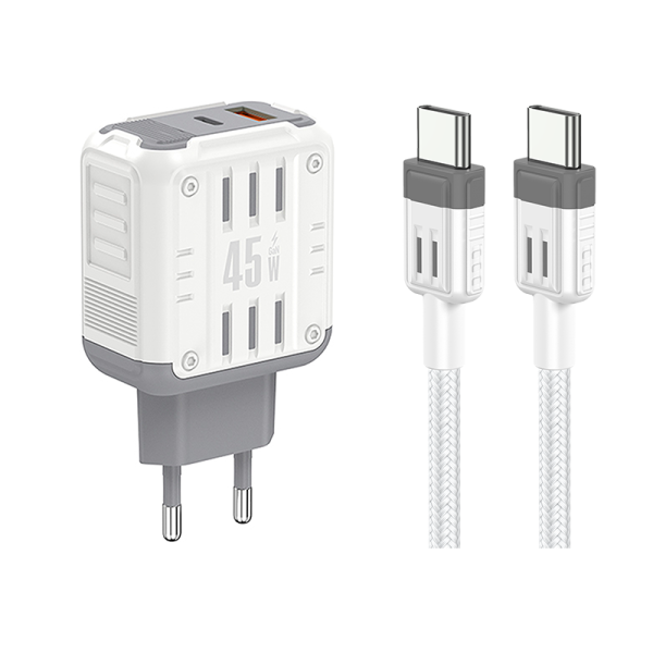 YC02 With T-ypec to T-ypec cable Mason 45W USB + T-ypec dual port Charger EU PLUG - 图片 2