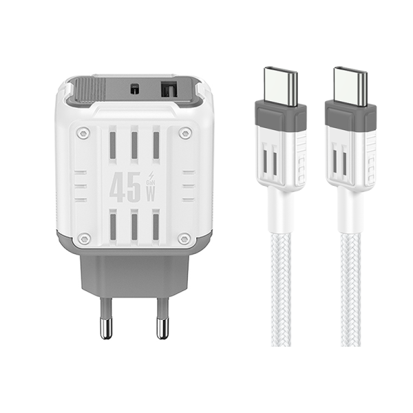 YC02 With T-ypec to T-ypec cable Mason 45W USB + T-ypec dual port Charger EU PLUG - 图片 3