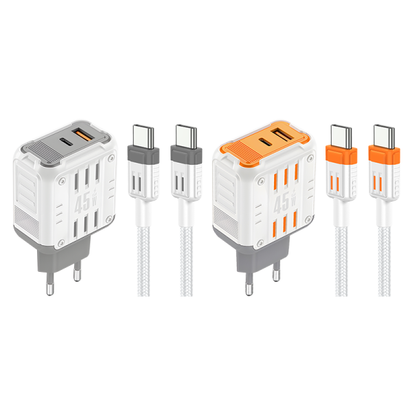 YC02 With T-ypec to T-ypec cable Mason 45W USB + T-ypec dual port Charger EU PLUG