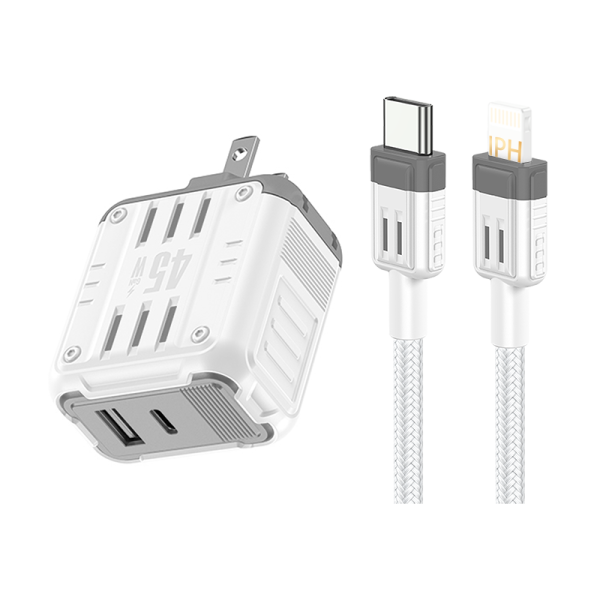 YC02 With T-ypec to IPH cable Mason 45W USB + T-ypec dual port Charger US PLUG