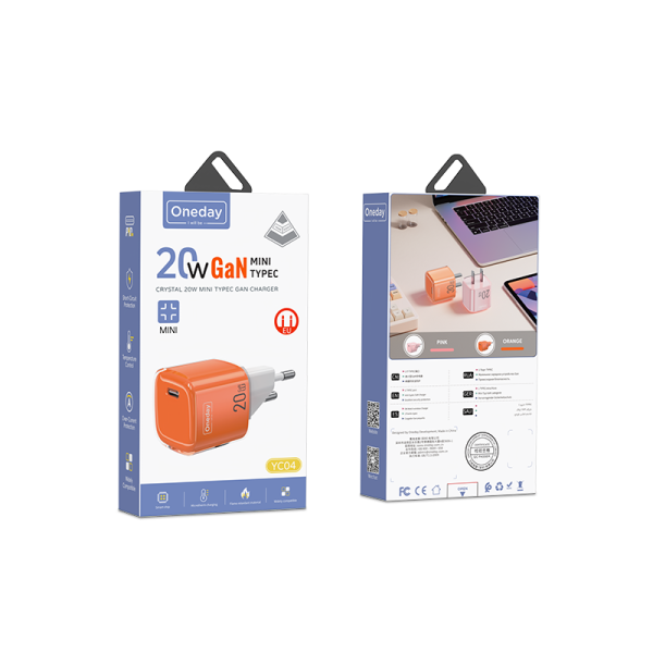 YC04 Crystal 20W mini T-ypec GaN charger EU PLUG - 图片 5