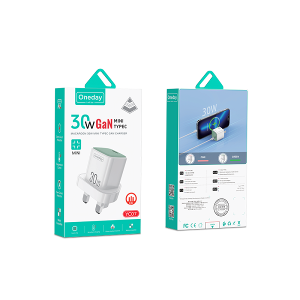 YC07 Macaroon  30W mini typec GaN charger UK PLUG - 图片 5