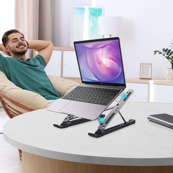 YH07 Deformable aluminum HUB Tablet / laptop desk holder - 图片 4